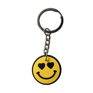Smiley sleutelhanger met hartjes ogen