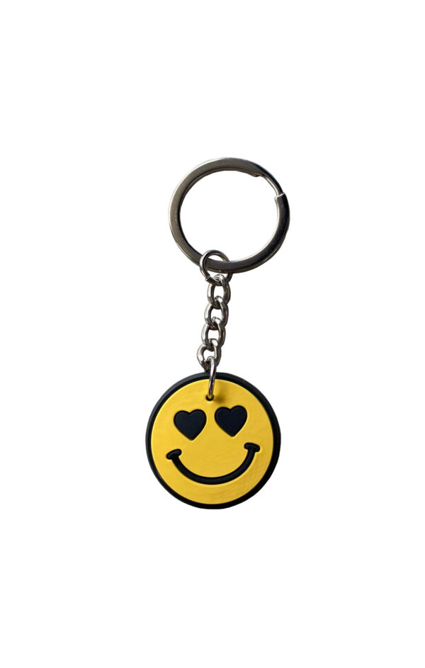 Smiley sleutelhanger met hartjes ogen